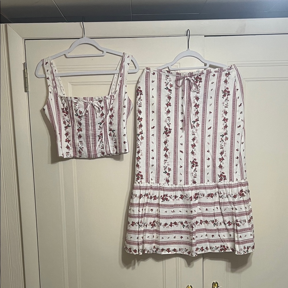 Joie White and Red Floral Two-Piece Set